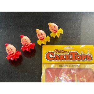 Vintage Wilton Derby Clown Cake Toppers / Cupcake Picks Party Decorations